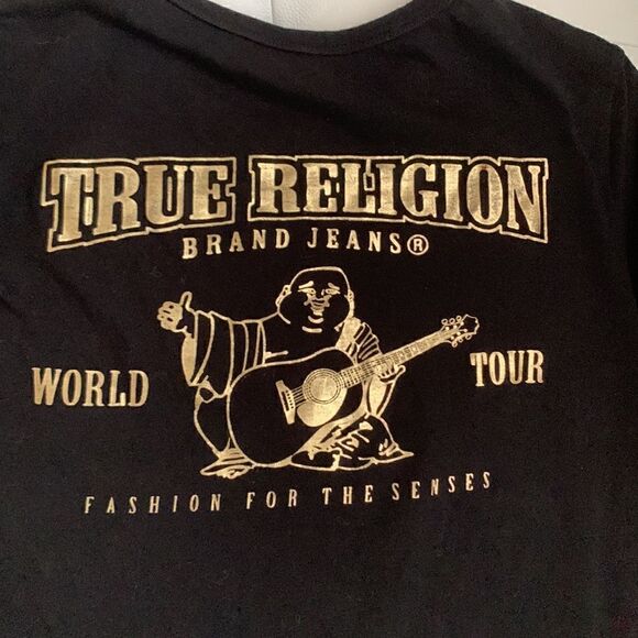 Vintage True Religion Girls Budda Logo T-Shirt Size L/ 14-16 - Picture 6 of 10